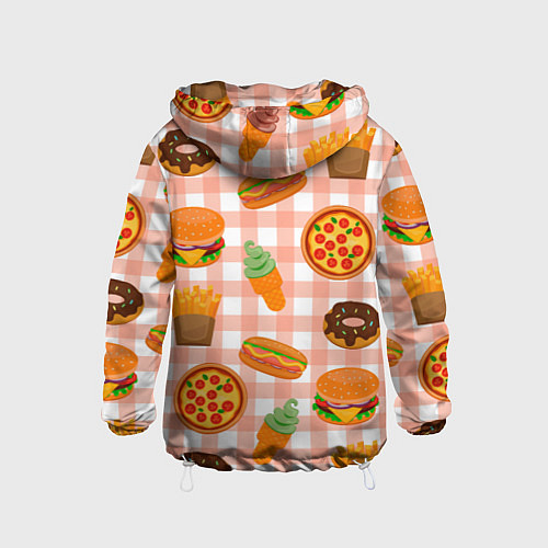 Детская ветровка PIZZA DONUT BURGER FRIES ICE CREAM pattern / 3D-Белый – фото 2