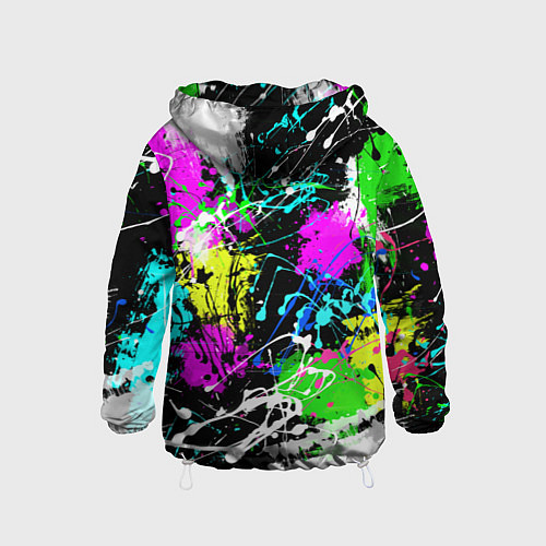 Детская ветровка Разноцветные пятна краски на черном фоне / 3D-Белый – фото 2