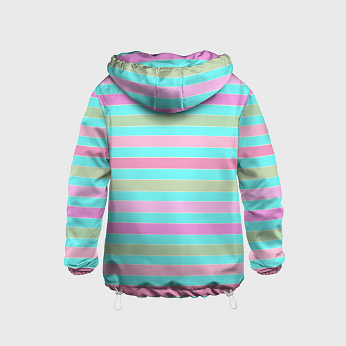 Детская ветровка Pink turquoise stripes horizontal Полосатый узор / 3D-Белый – фото 2