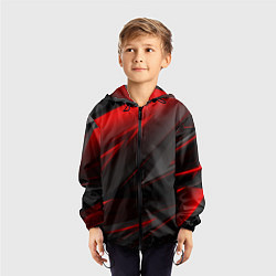 Ветровка с капюшоном детская Red and Black Geometry, цвет: 3D-черный — фото 2