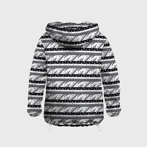 Детская ветровка Черные и белые полосы и звезды / 3D-Белый – фото 2