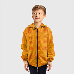Ветровка с капюшоном детская Оранжевые классические узоры, цвет: 3D-черный — фото 2
