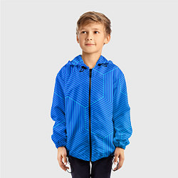 Ветровка с капюшоном детская Blue geometry линии, цвет: 3D-черный — фото 2