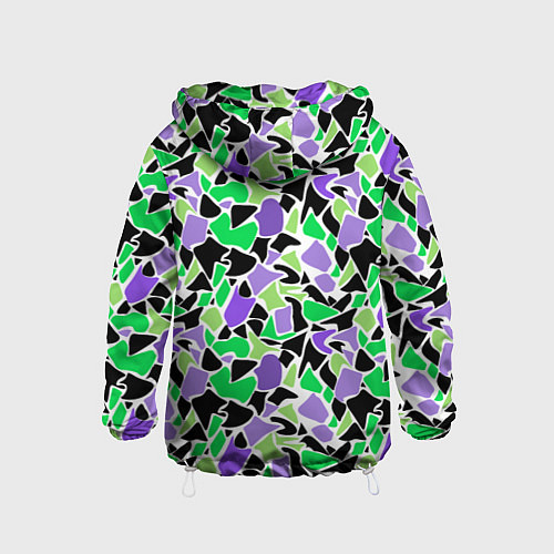 Детская ветровка Зелено-фиолетовый абстрактный узор / 3D-Белый – фото 2