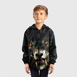 Ветровка с капюшоном детская Злой волк с длинными клыками, цвет: 3D-черный — фото 2