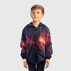 Ветровка с капюшоном детская Космическое пламя, цвет: 3D-черный — фото 2