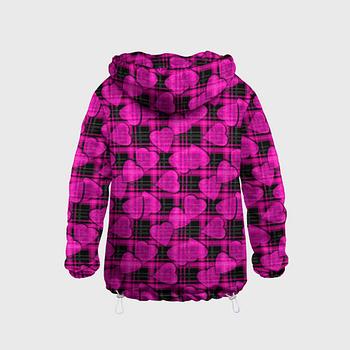 Детская ветровка Black and pink hearts pattern on checkered / 3D-Белый – фото 2