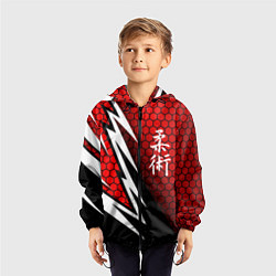 Ветровка с капюшоном детская Джиу - Джитсу : Красная броня, цвет: 3D-черный — фото 2