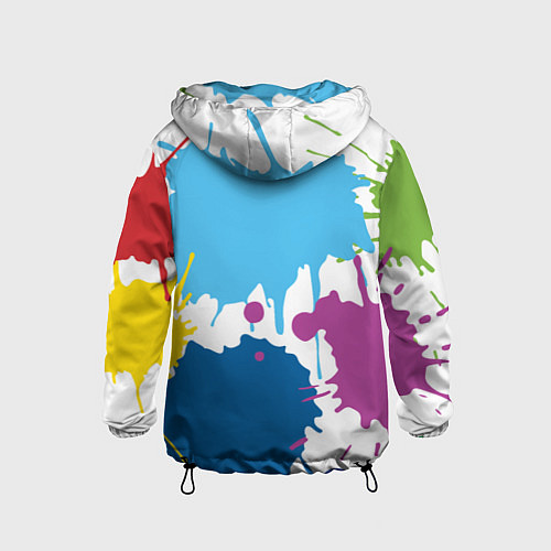 Детская ветровка Цветные кляксы на белом фоне / 3D-Черный – фото 2
