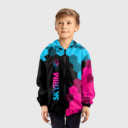 Ветровка с капюшоном детская Skyrim - neon gradient: по-вертикали, цвет: 3D-черный — фото 2