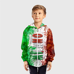 Ветровка с капюшоном детская Флаг Италии - кляксы, цвет: 3D-белый — фото 2