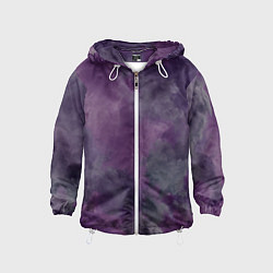 Ветровка с капюшоном детская Фиолетовые туманности, цвет: 3D-белый