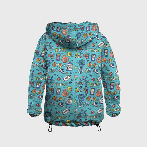 Детская ветровка Спортивный инвентарь и напитки / 3D-Черный – фото 2