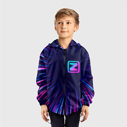 Ветровка с капюшоном детская Zotye neon speed lines, цвет: 3D-черный — фото 2