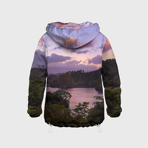 Детская ветровка Пейзаж вечерней реки и леса / 3D-Белый – фото 2