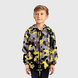 Ветровка с капюшоном детская Камуфляж Yellow Stinger, цвет: 3D-черный — фото 2