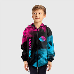 Ветровка с капюшоном детская Daewoo - neon gradient: надпись, символ, цвет: 3D-черный — фото 2