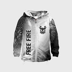 Ветровка с капюшоном детская Free Fire glitch на светлом фоне: надпись, символ, цвет: 3D-белый