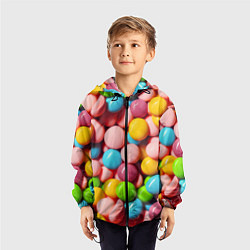 Ветровка с капюшоном детская Много ярких конфет, цвет: 3D-черный — фото 2