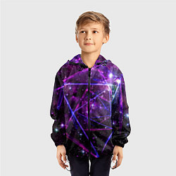 Ветровка с капюшоном детская Triangle space - Neon - Geometry, цвет: 3D-черный — фото 2