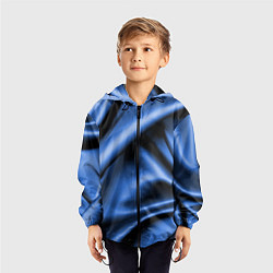 Ветровка с капюшоном детская Складки гладкой синей ткани, цвет: 3D-черный — фото 2
