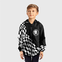 Ветровка с капюшоном детская Skoda racing flag, цвет: 3D-черный — фото 2