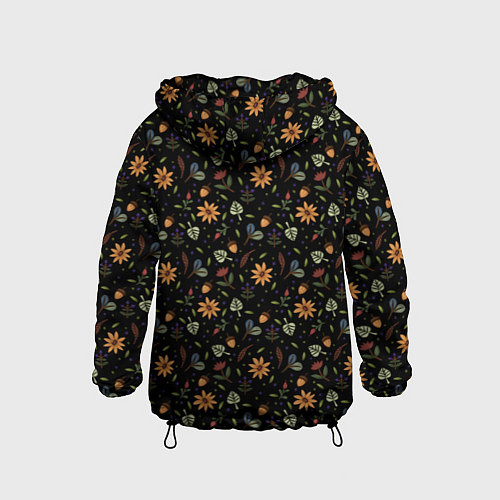 Детская ветровка Уютные растения на чёрном фоне / 3D-Черный – фото 2
