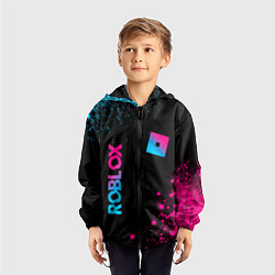 Ветровка с капюшоном детская Roblox - neon gradient: надпись, символ, цвет: 3D-черный — фото 2