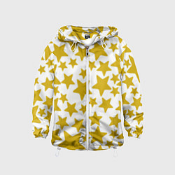 Ветровка с капюшоном детская Жёлтые звезды, цвет: 3D-белый