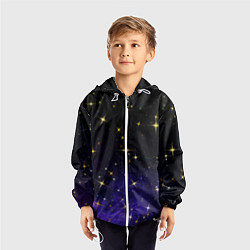 Ветровка с капюшоном детская Сияющие звёзды вселенной, цвет: 3D-белый — фото 2