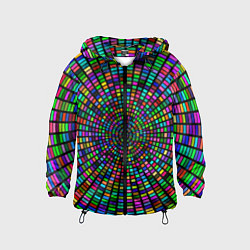 Ветровка с капюшоном детская Цветная спираль - оптическая иллюзия, цвет: 3D-черный