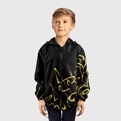 Ветровка с капюшоном детская Золотая каллиграфия на черном фоне, цвет: 3D-черный — фото 2