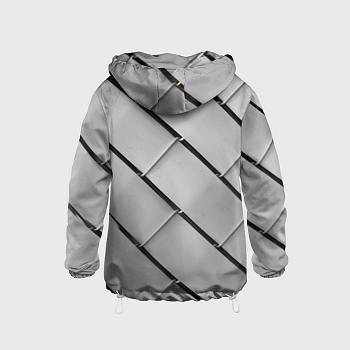 Детская ветровка Серый блоковый металлический паттерн / 3D-Белый – фото 2