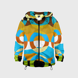 Ветровка с капюшоном детская Разноцветный абстрактный волнообразный паттерн с к, цвет: 3D-черный