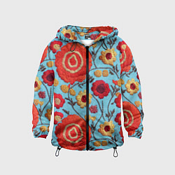 Детская ветровка Эффект вышивки маки
