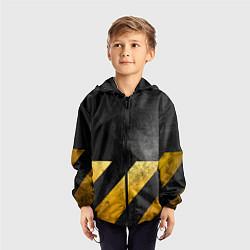 Ветровка с капюшоном детская Желтые предупреждающие полосы, цвет: 3D-черный — фото 2