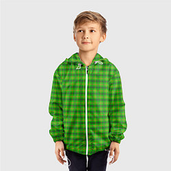 Ветровка с капюшоном детская Шотландка зеленая крупная, цвет: 3D-белый — фото 2