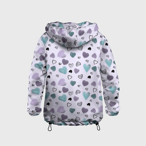 Детская ветровка Розовый паттерн с сердечками / 3D-Черный – фото 2