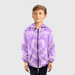 Ветровка с капюшоном детская Hearts purple, цвет: 3D-черный — фото 2