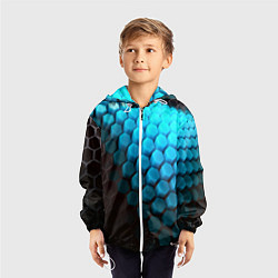 Ветровка с капюшоном детская Abstraction neon blue, цвет: 3D-белый — фото 2