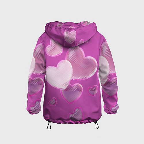 Детская ветровка Сердца на розовов фоне / 3D-Черный – фото 2
