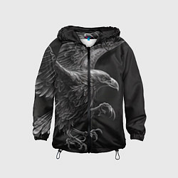 Ветровка с капюшоном детская Черно-белый ворон, цвет: 3D-черный