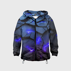 Ветровка с капюшоном детская Светящаяся синяя лава, цвет: 3D-черный