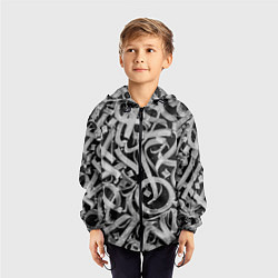 Ветровка с капюшоном детская Черно-белая каллиграфия, цвет: 3D-черный — фото 2