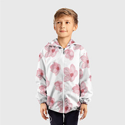 Ветровка с капюшоном детская Цветение сакуры, цвет: 3D-белый — фото 2