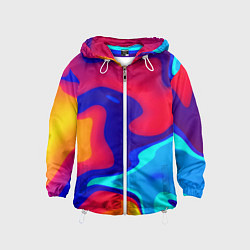 Ветровка с капюшоном детская Смесь красок ультрафиолет, цвет: 3D-белый