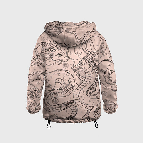 Детская ветровка Дракон - унесенные призраками: тату на бежевом / 3D-Черный – фото 2