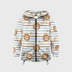 Детская ветровка Лев и якори: полосы - паттерн