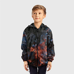 Ветровка с капюшоном детская Абстрактные брызги тёмных красок и воды, цвет: 3D-черный — фото 2