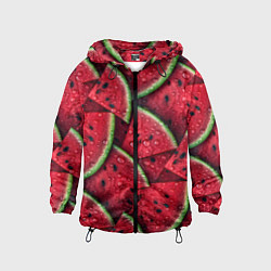 Ветровка с капюшоном детская Сочная текстура из долек арбуза, цвет: 3D-черный